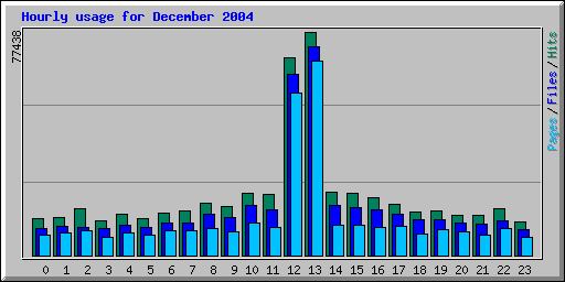 Hourly usage for December 2004